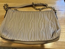 Lauren Ralph Lauren Crossbody Bag Beige Leather Gold Chain RLL Purse