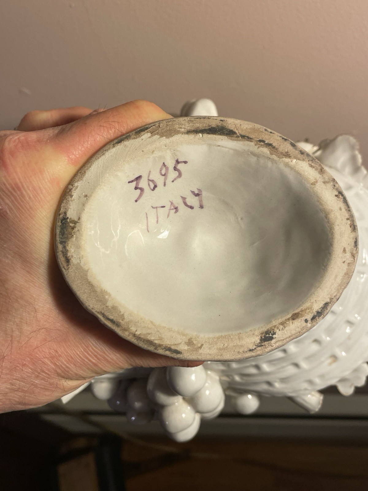 Lg Vintage 1950 Italian Blanc De Chine Porcelain Grape Centerpiece Retails $795