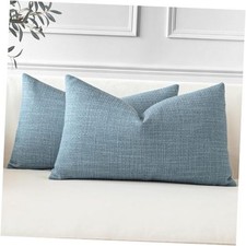 Pack of 2 Throw Pillow Covers 12x20 Inch Linen 20" x 12" Pack of 2 Blue