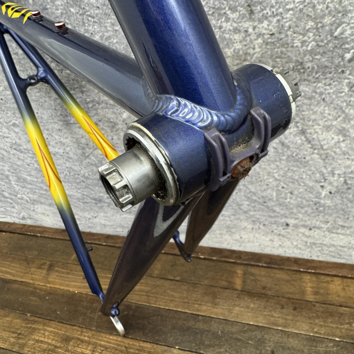 Vintage Nova Road Bike Frame 56cm Columbus 700c Blue Yellow Fade