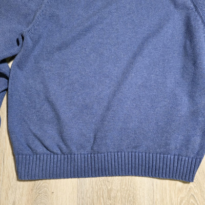 Lands End Mens L 46-48 Blue Heavy Cotton Pullover Knit Sweater