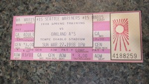 1988 KEN GRIFFEY JR'S FIRST MAJOR LEAGUE SPRING TRAINING UNUSED TICKET-MARINERS