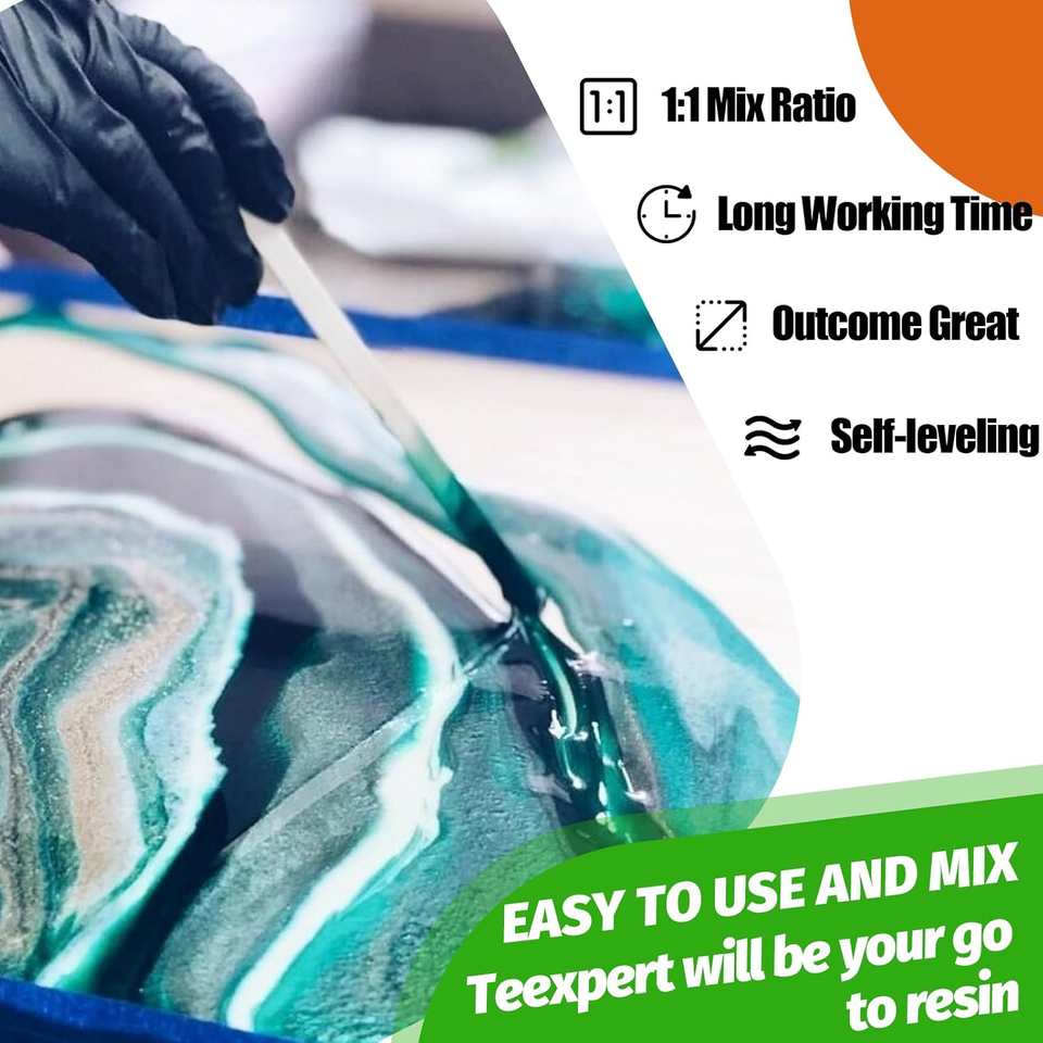 Teexpert 64oz High Gloss Epoxy Resin Kit, Upgraded Clear Selfleveling