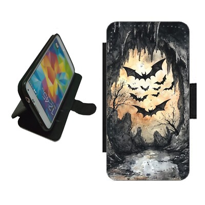 Fledermaus Höhle Handyhülle Wallet Flip Cover für iPhone Samsung Google BAT1 Halloween
