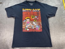 Betty Boop M-L Graffitti Shirt Sneakers Dogs Street Wear Hip Hop Drip Black