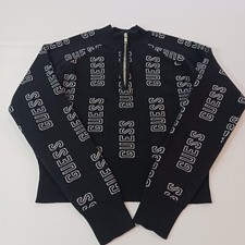 GUESS Los Angeles Women  s Black  White 1/4 Zip Pullover Sweater Jacket Size L