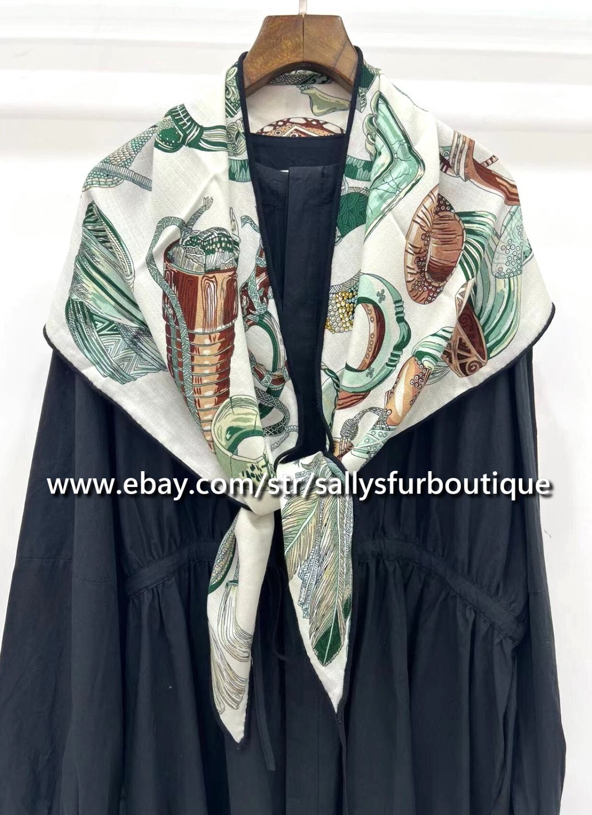 70% Cashmere 30% Silk Feather Print Triangle Shawl Wrap Scarf 150x96cm