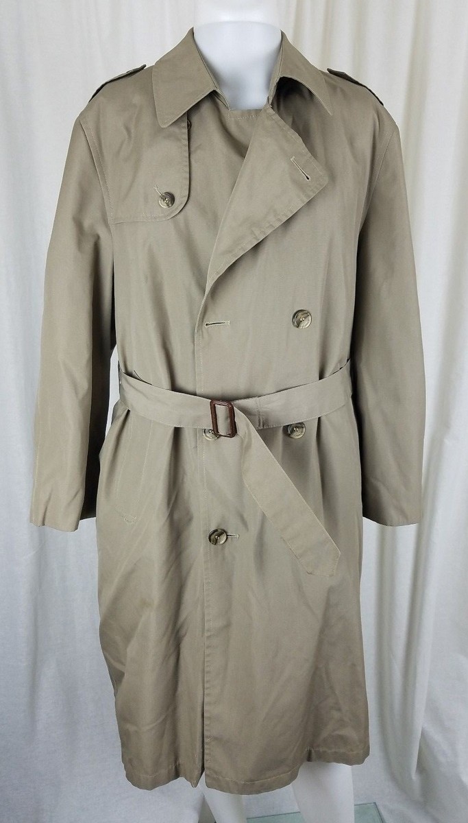 Vintage Hart Schaffner & Marx Trench Coat Wool Houndstooth Liner