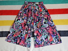VTG 80s Paris Blues Floral Flowy Baggy Retro Boho 26W Capri Pants Hippy Shorts S