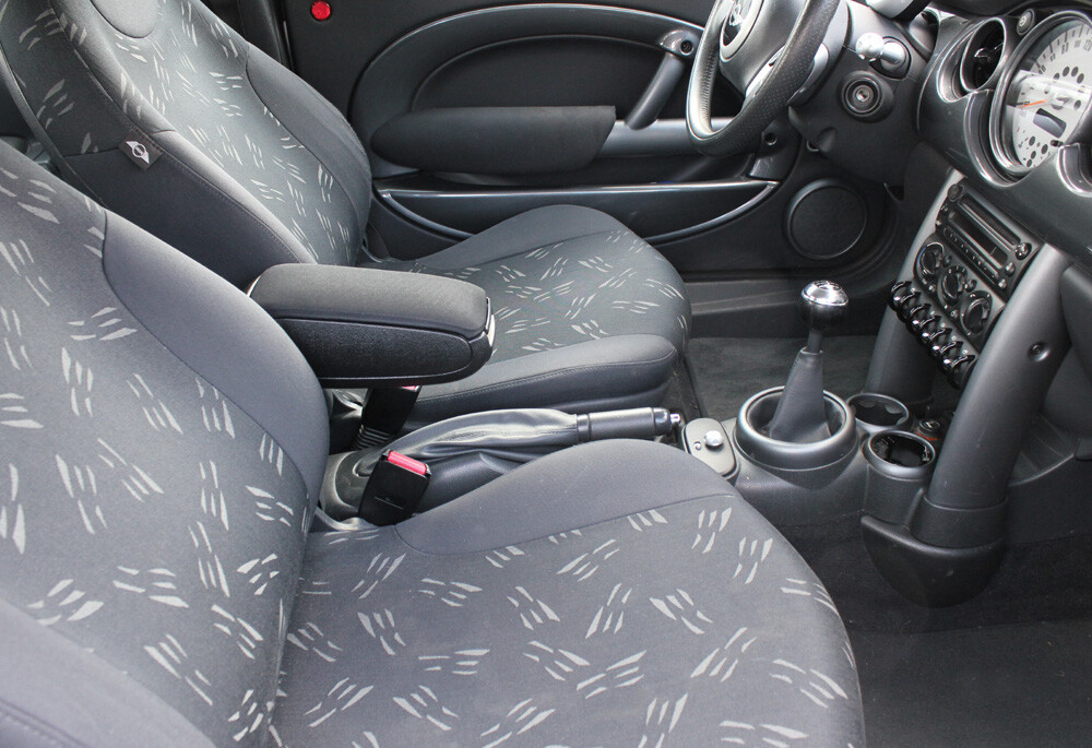 Accoudoir central noir BMW Mini Cooper S R53 rembourré avec compartiment vide-poche