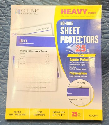 C-Line Top-Load No-Hole Polypropylene Sheet Protector Heavyweight Clear 2''