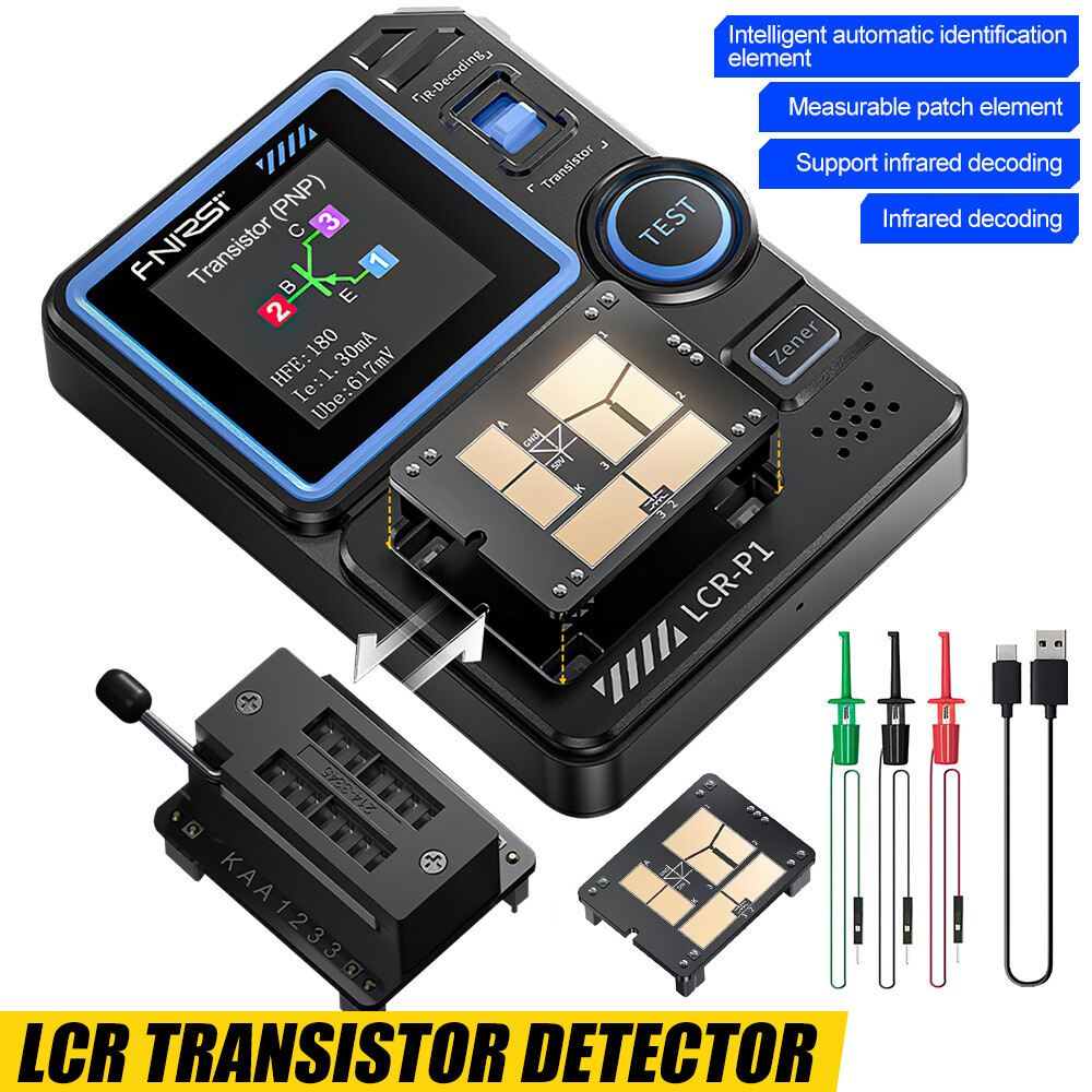 LCR-P1 Capacitor Tester, Mosfet Transistor Tester, Diode Triode Zener Diode Resistance Inductance LCR Meter, MOS NPN PNP E SR Meter, SMD Electronic Component Tester, Battery Test Multimeter