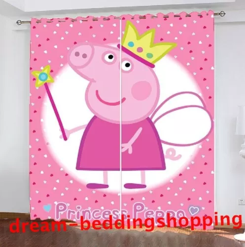 Peppa Pig 3D Dicke Verdunkelungsvorhänge Kinderzimmer Dekore Thermo Ring Top Ösen - Bild 9 von 22