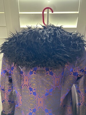 90s a/w 1998 vivienne tam brocade purple fur trim coat rare sz 1