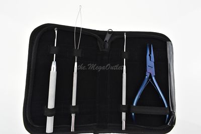Micro Ring Haarverlängerung Ringentferner Zange Häkeln, Schlaufe & Ziehnadel Set