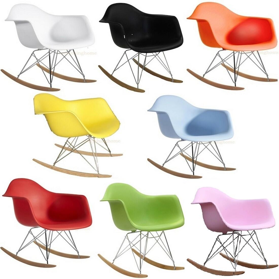 Eiffel Shell Rocker Rocking Chair White Red Orange Blue Pink Yellow Black  Green