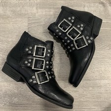 Zodiac Adele Triple Buckle Leather Studded Women’s Black Heeled Booties Sz 5 Zodiac Adele Triple Buckle Leather Studded Women’s Black Heeled Booties Sz 5