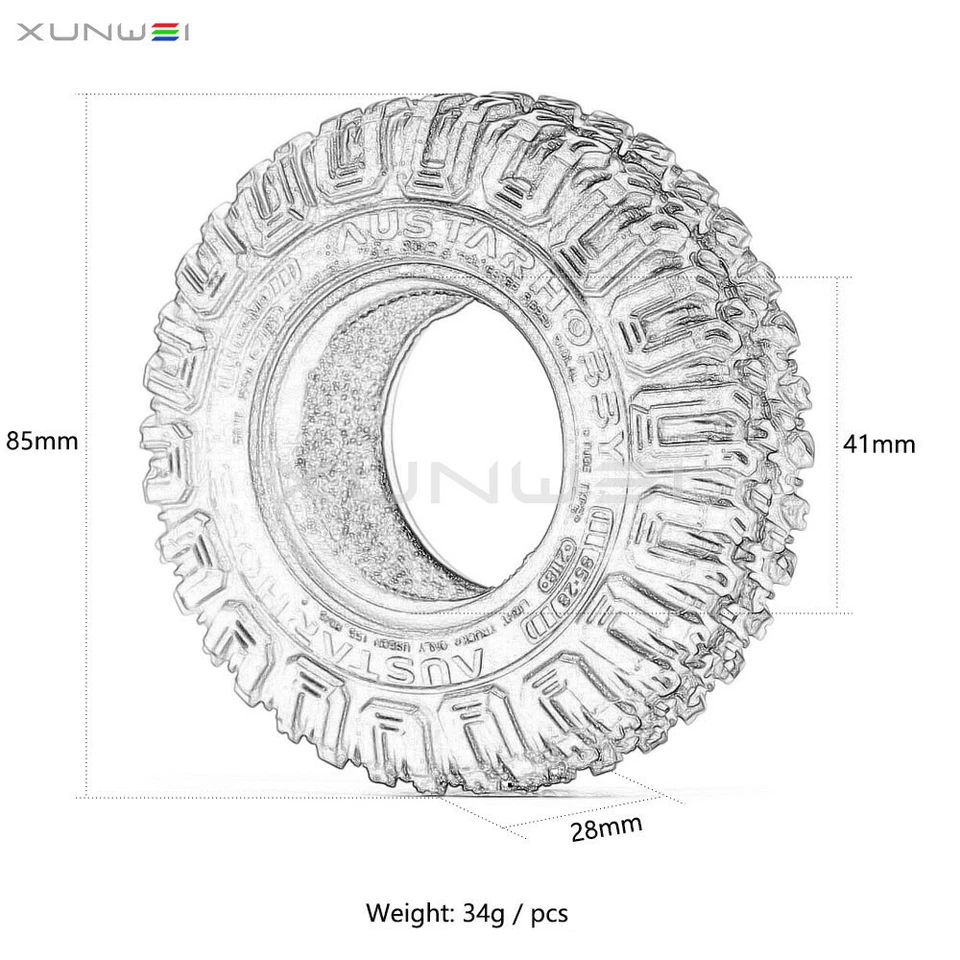 1.55" 85×20mm Soft Rubber Tire Tyre For RC Crawler Truck TF2 Tamiya CC01 LC70 MN - Image 2 of 4