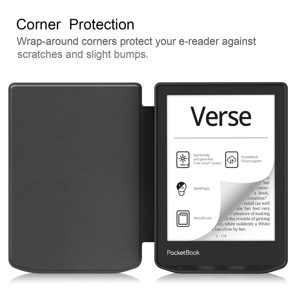 Ultra Slim Folio Leather Auto Smart Case Cover For Pocketbook Verse Pro/Lite - Image 3 of 4