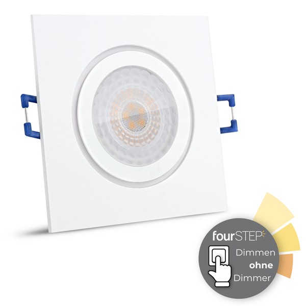QW-2 Bad Einbauspot Led Flach Weiß Quadratisch IP44 Fourstep Modul 5W Warmweiß-image