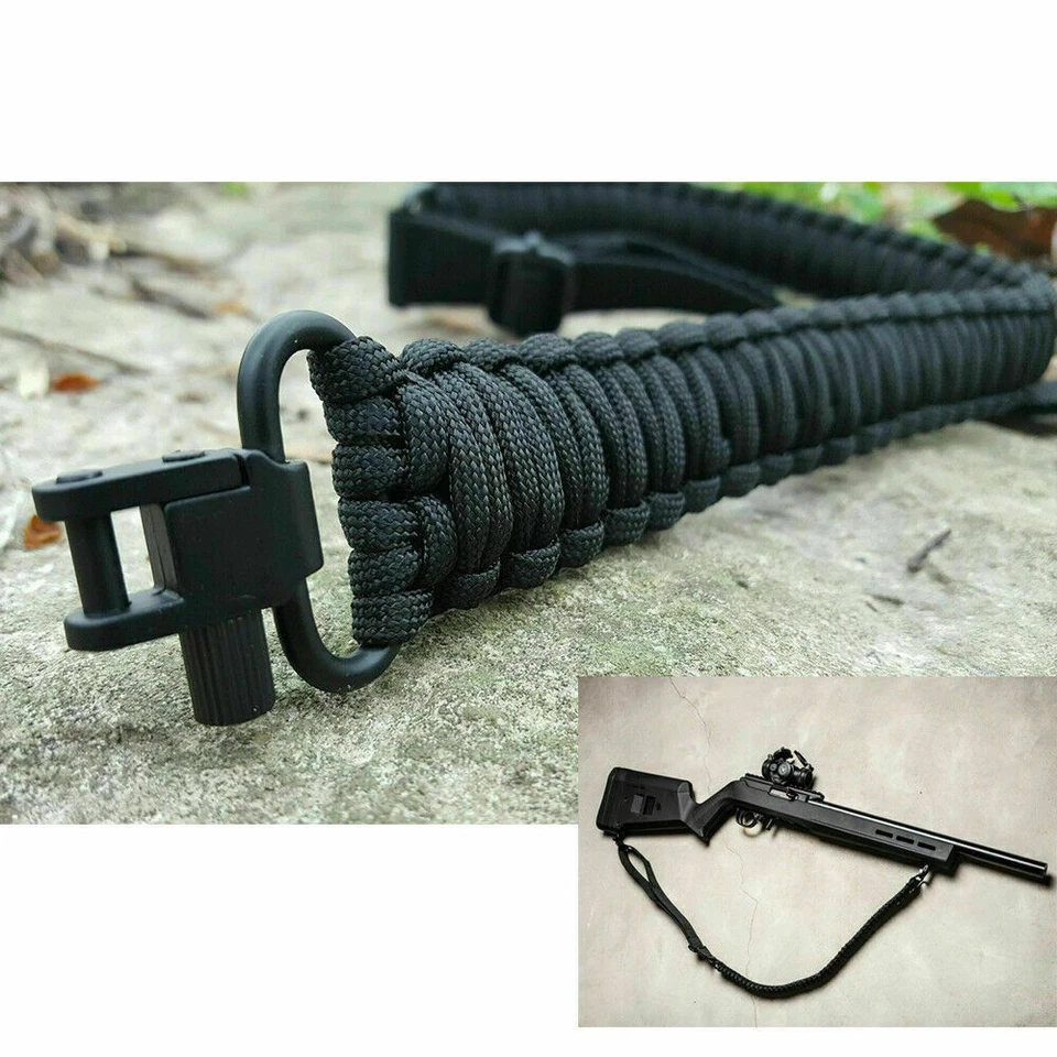 Tactical 550 Paracord Rifle Gun Sling Shotgun Crossbow 2 Point Adjustable Swivel - Image 4 of 4
