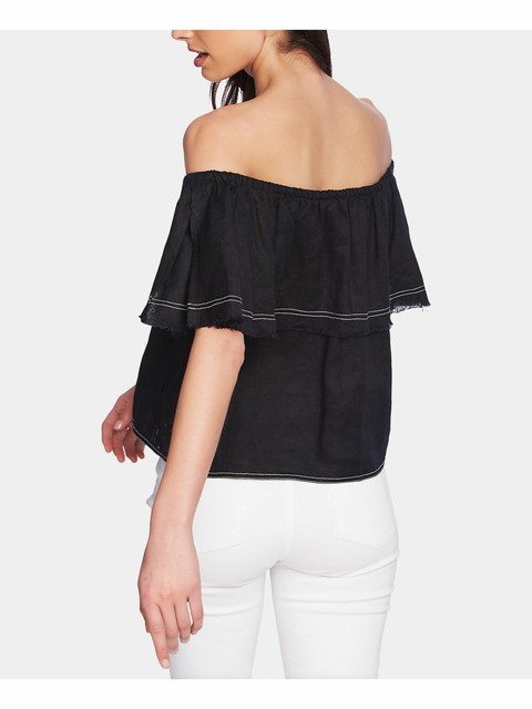 black off the shoulder top short sleeve