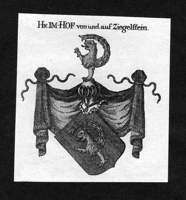 1820 - Imhof Im-Hof von und auf Ziegelstein Wappen Adel coat of arms Heraldik