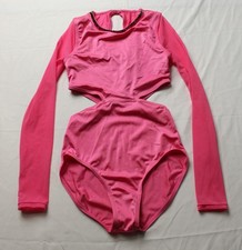 Weissman Women's Long Sleeve Lustre Side Cutout Leotard RV6 Pink Size SA 4/6