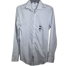 Calvin Klein Steel Men's Slim-Fit Stretch Dress Shirt, blue multi 14.5 32-33 85