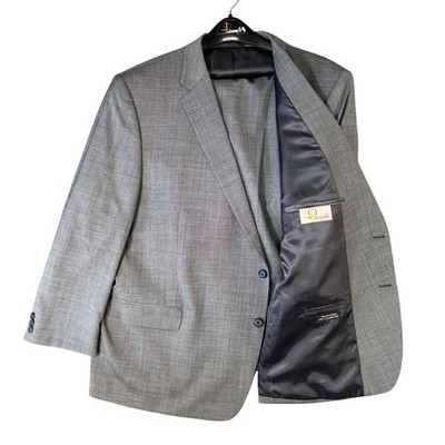 VTG Petrocelli Men 52S 2PC Gray Wool Blend Suit Blazer Jacket Pants Classic Fit