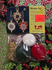 York Crafts Mirrored Trio Ornament Kit Open Package Set of 3