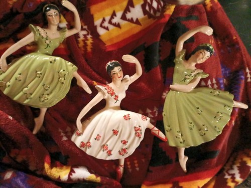 Set Of 3 Vintage Ceramic Arts Studio Wall Plaque Ballerinas Madison WI 1950s
