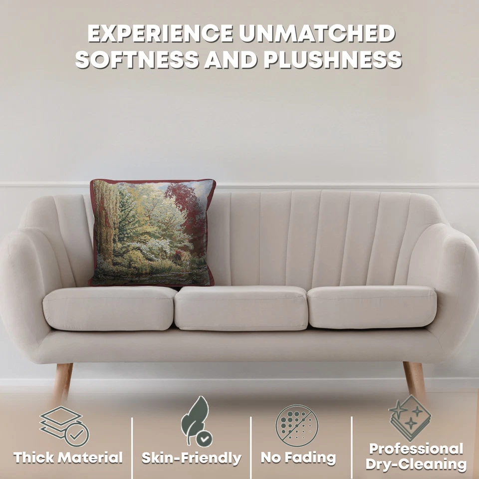 Tranquil Trees: Belgian Tapestry Cushion Covers Inspired by Monet's Garden - Image 3 of 4