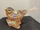 Vintage Fenton Art Glass Iridescent  “Bird of Happiness” Figurine On A Branch