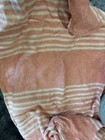 Antique French Wool Blanket Throw Pink Striped With Maker Tag Look — photo 1