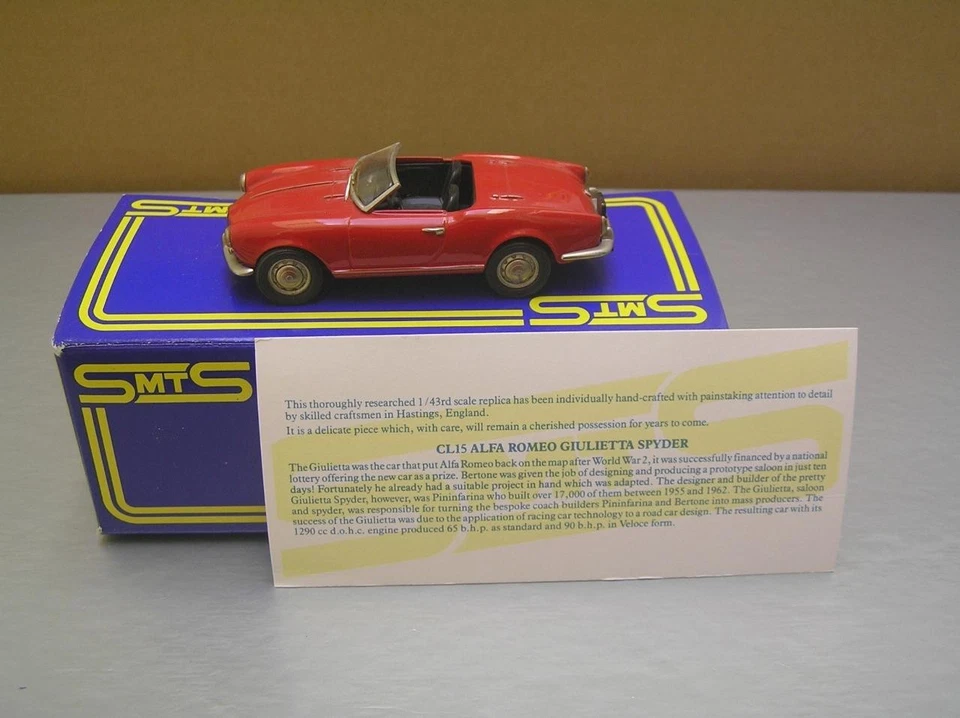 SMTS CL15 Alfa Romeo Giulietta Spyder Metal Blanco Escala 1/43 Inglaterra Nuevo en Caja Foto 2 de 4