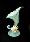 Vtg Opalescent Glass Cornucopia Vase Murano Glass Studios the mid-20th cent 7.5"