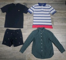 Polo Ralph Lauren Boys Sz 10/12 Medium Lot of 4 Shorts Longsleeve T-shirt