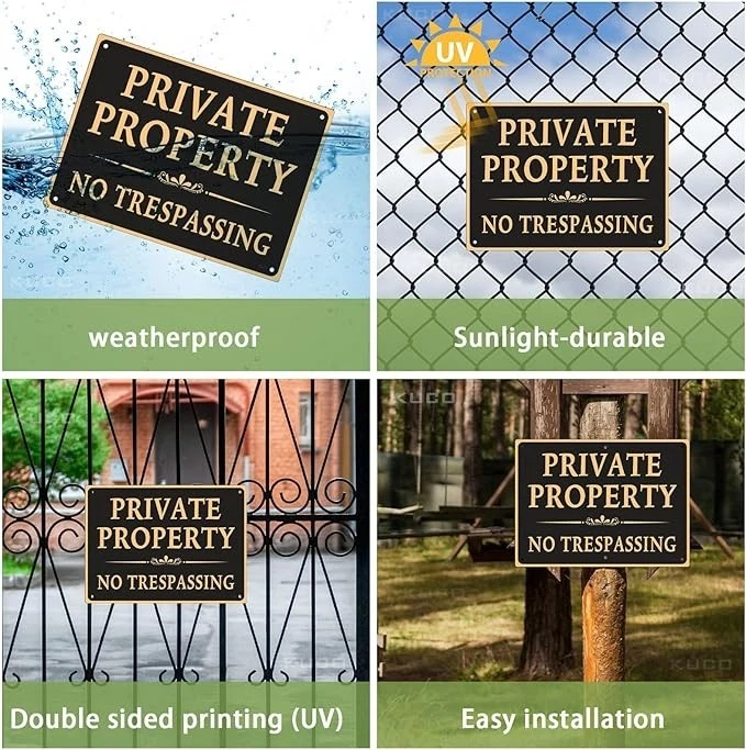 Большой (4 упаковки) знак частной собственности без вторжения, 10 «X 14», шикарный черный без T - Изображение 2 из 4