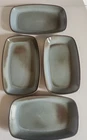 4 Vintage Frankoma Pottery Serving Snack Tray  Plate 5PS 9.5" X 6” Bluish Green