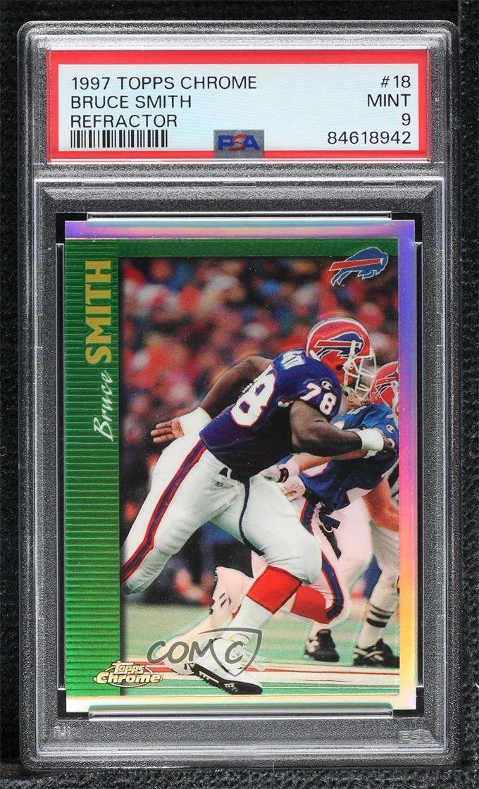 1997 Topps Chrome Refractor Bruce Smith #18 PSA 9 MINT HOF