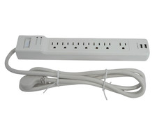 Lot of 2 Insignia- 7 Outlet/2 USB 1200 Joules Surge Protector - White
