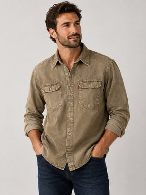 Levi's Heavyweight Twill Shirt Adult XLarge Brown Workwear Grunge Oversized