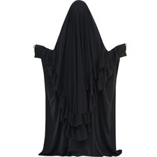 Womens Chiffon Hijab Muslim 2 Layers Ruffle Lightweight Large Head Scarf