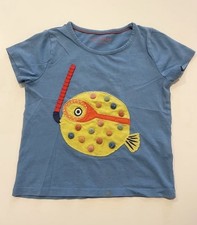 Mini Boden girl AQUATIC Snorkeling Puffer Fish Appliqu  Tee, size 3-4y