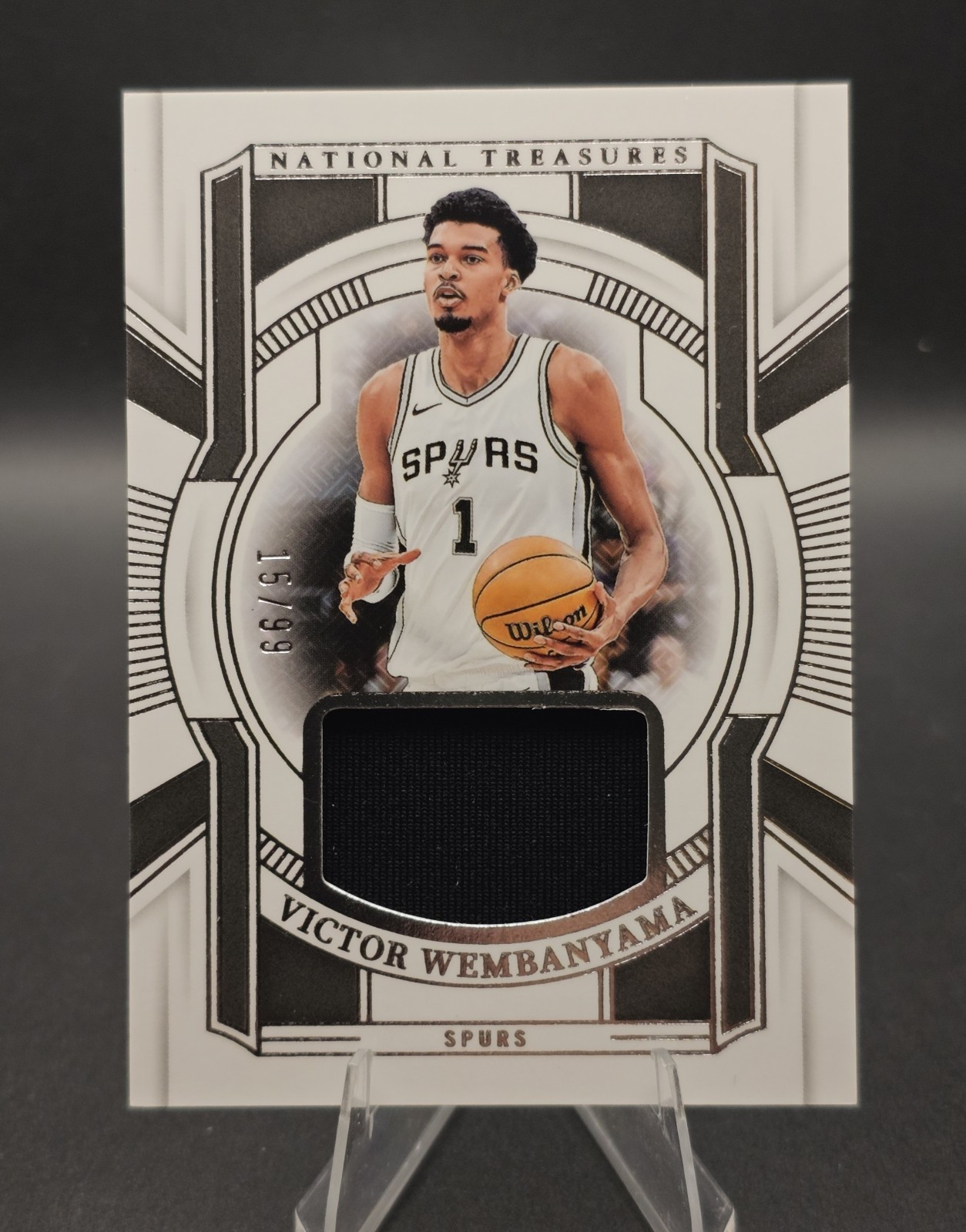 2024-25 National Treasures Victor Wembanyama Game Worn Patch /99 Spurs view 1