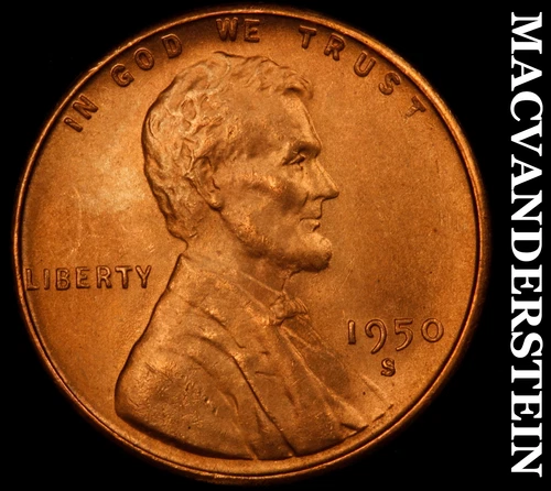1950-S Lincoln Wheat Cent- Choice Gem Brilliant Uncirculated Luster #J1980