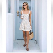 Antonio Melani x M.G. Style Nat Palm Drawing Print Linen Mini Dress Size 0 NWT