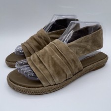 Tory Burch Gathered Espadrille Sandals Women  s Size 7 Taupe Suede