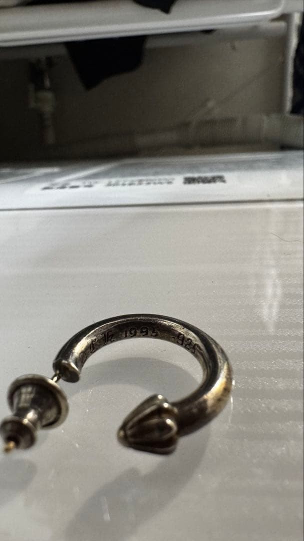 Chrome Hearts Plain Hoop Earring Sterling Silver 925 Single Piece